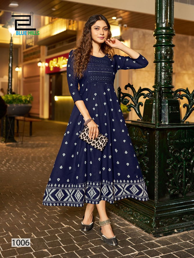 Zudio By Blue Hills Rayon Embroidery Anarkali Kurti Suppliers In India
